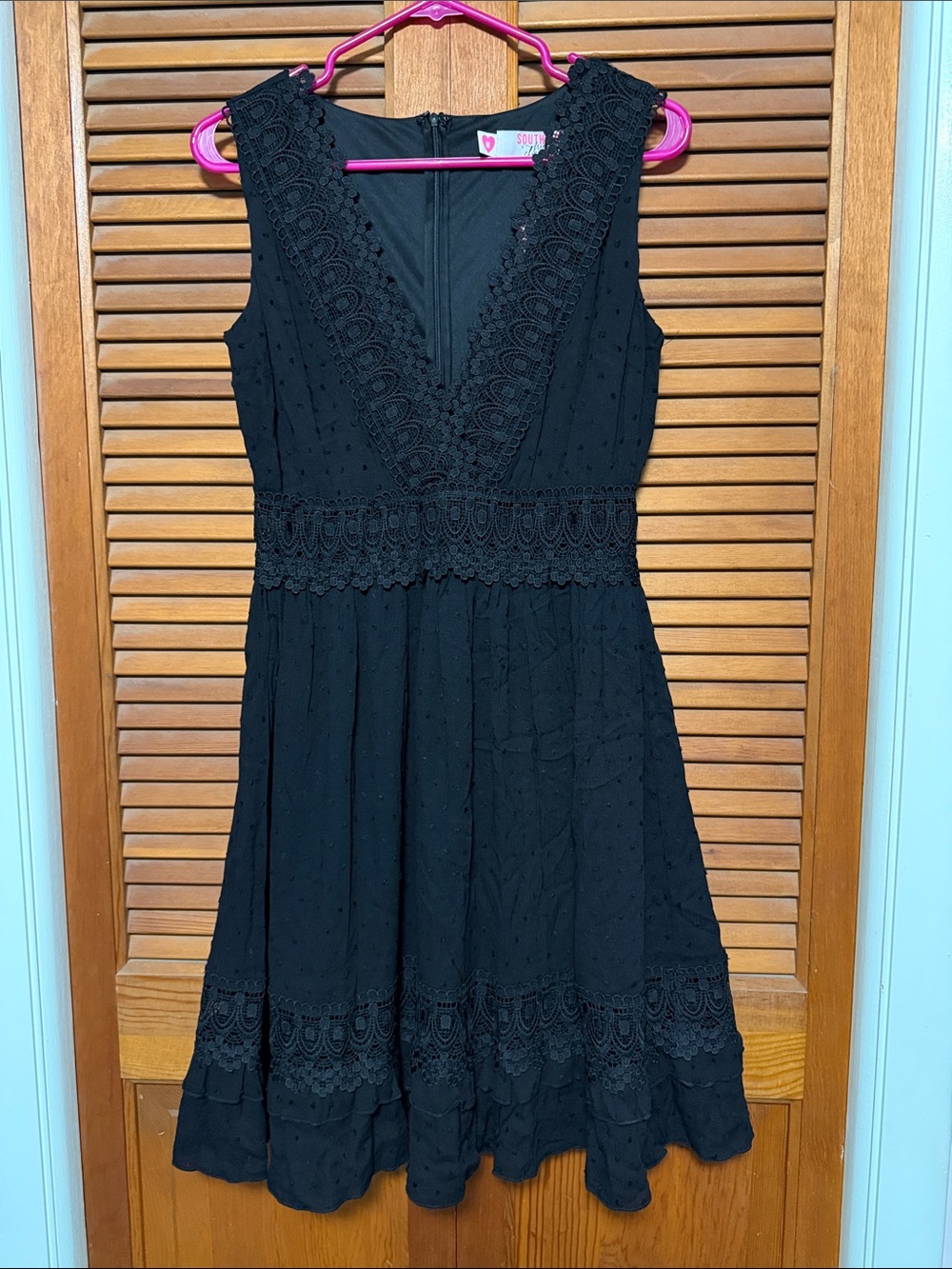 Sleeveless Black Lace-Trim Dress